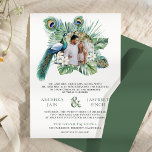 Tropische Indische Peacock Bloemen Alles in Een Br Kaart<br><div class="desc">Verras uw gasten met dit alles-in-één pauw thema Indiase bruiloft uitnodiging met prachtige pauwen, jasmijn bloemen en monstera bladeren met QR-code voor online RSVP of locatie. Voeg eenvoudig uw evenementgegevens toe aan deze gebruiksvriendelijke sjabloon en versier deze kaart met uw favoriete foto om er een unieke uitnodiging van te maken....</div>