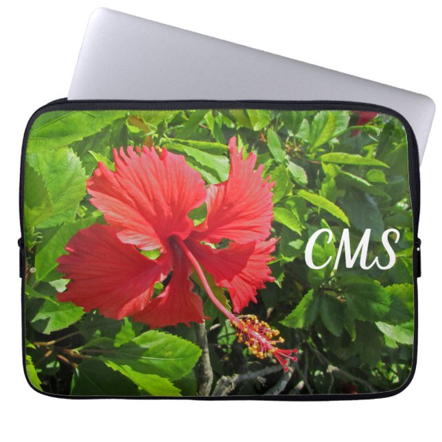 Tropische Initialen van de bloem Laptop Sleeve (Voorkant)