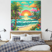 Tropische-inktschemering Canvas Afdruk (Insitu (Slaapkamer))