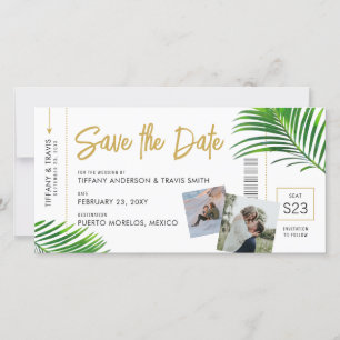 Tropische instapkaart voor busbestemming save the date