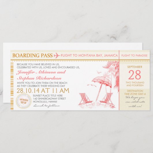 Tropische instapkaart voor huwelijksuitnodigingen kaart (Voorkant / Achterkant)