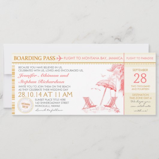 Tropische instapkaart voor huwelijksuitnodigingen kaart (Voorkant)