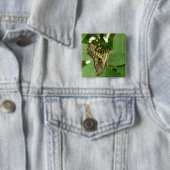 Tropische Iridescent Green Butterfly Button (In situ)