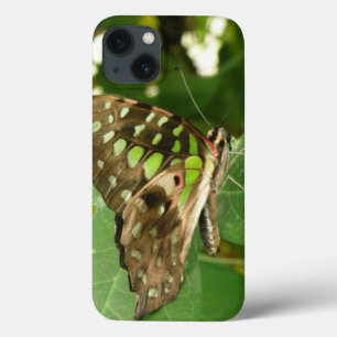 Tropische Iridescent Green Butterfly iPad-draagtas iPhone 13 Hoesje