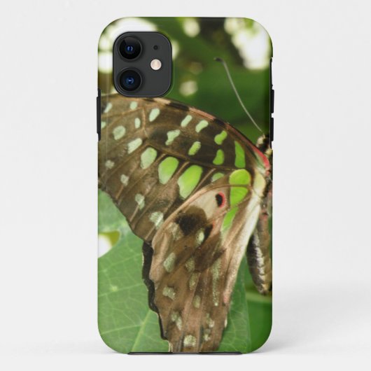 Tropische Iridescent Green Butterfly iPhone Case (Achterkant)