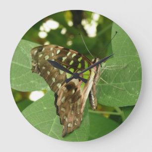 Tropische Iridescent Green Butterfly Wall klok
