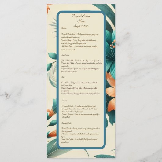 tropische irisatie menu (Voorkant)