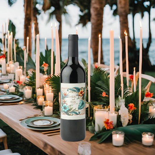 tropische irisatie wijn etiket