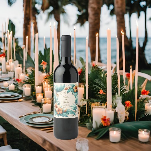 tropische irisatie wijn etiket