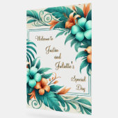 Tropische iriscentie bruiloft welkom teken acryl bord (Hoek)