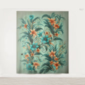 Tropische iriserende bruiloft achtergrond wandkleed (Voorkant)