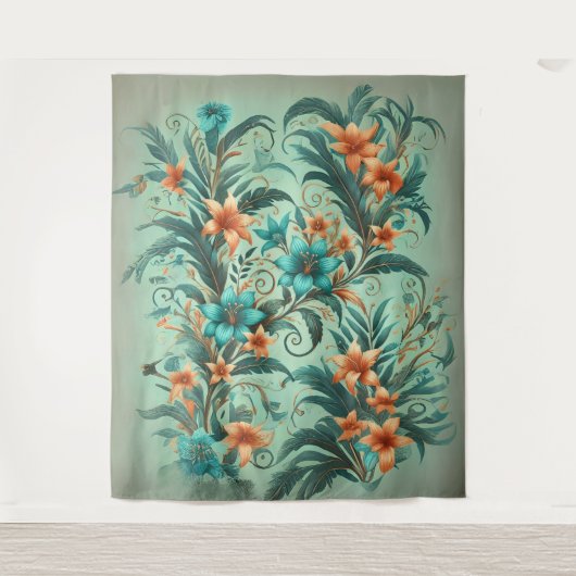 Tropische iriserende bruiloft achtergrond wandkleed (Voorkant)