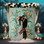 Tropische iriserende bruiloft achtergrond wandkleed