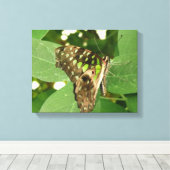 Tropische iriserende groene vlinder canvasprint canvas afdruk (Insitu (Houten vloer))