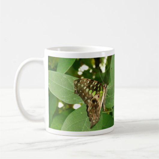 Tropische iriserende groene vlinder mok (Links)