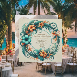 Tropische iriserende ronde Lijst bruiloft uitnodig Feestdagenkaart