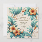 Tropische iriserende vierkante bruiloft uitnodigin feestdagenkaart (Voorkant)