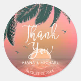 Tropische isle Sunrise Bedankt roze ID581 Ronde Sticker