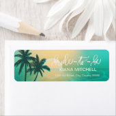 Tropische isle Sunrise Bride-to-be Blauwgroen ID58 Etiket (Insitu)