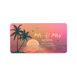 Tropische isle Sunrise Mr & Mrs Pink ID581 Etiket