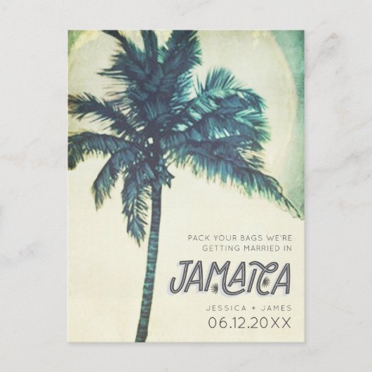 Tropische Jamaica Destination Wedding Save the Dat Aankondigingskaart (Voorkant)