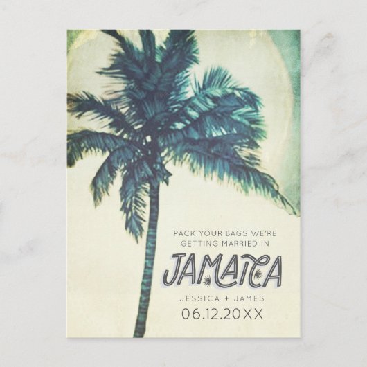 Tropische Jamaica Destination Wedding Save the Dat Aankondigingskaart (Voorkant)