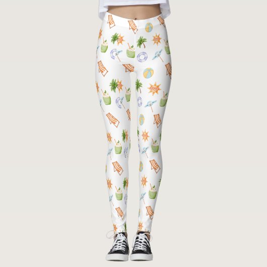 Tropische Jonge Kokosnoot Zomer Paradijs Leggings (Voorkant)