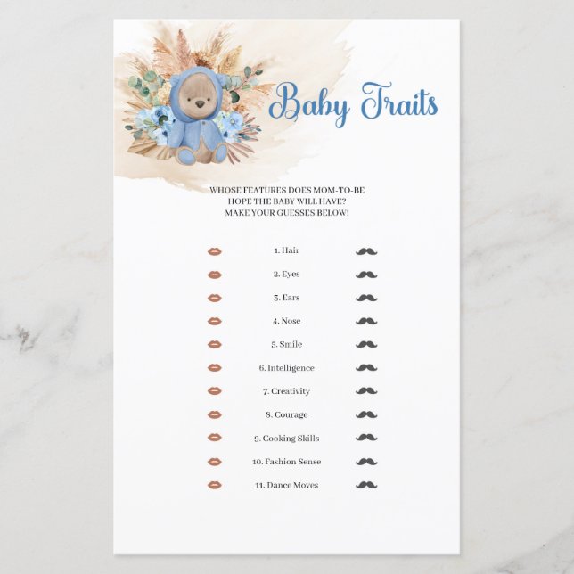 Tropische jongen teddy beer pampas palm Baby Trait (Voorkant)