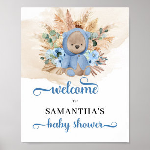 Tropische jongen teddy draagt baby shower welkomst poster