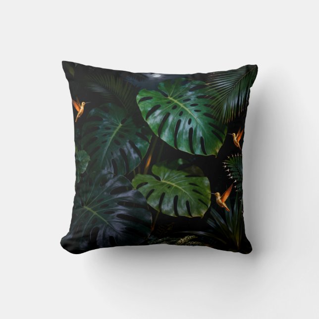 Tropische Jungle Bladeren Decorative Worp Kussen (Voorkant)
