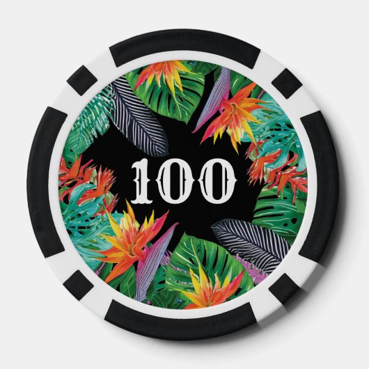 Tropische jungle bloemen Elegante verloving huweli Poker Chips (Achterkant)