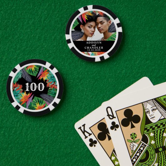 Tropische jungle bloemen Elegante verloving huweli Poker Chips (Pokertafel (Dubbel))
