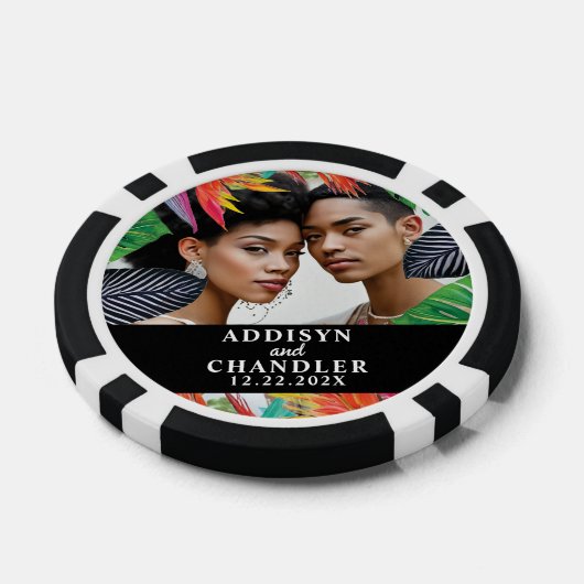 Tropische jungle bloemen Elegante verloving huweli Poker Chips (Enkel)