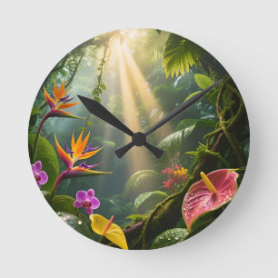 Tropische Jungle Bloemen Ronde Klok