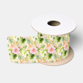 Tropische Jungle Bloemen Satijnen Lint