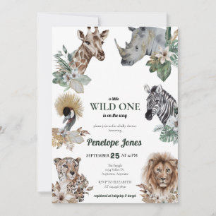 Tropische Jungle Dieren Baby Shower Uitnodiginge Kaart