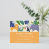 Tropische Jungle Dieren Geslacht Neutrale Baby Bor Uitnodiging Briefkaart (Staand voorkant)
