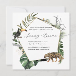 Tropische Jungle Groene Huwelijksuitnodiging