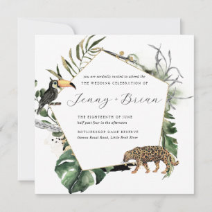 Tropische Jungle Groene Huwelijksuitnodiging