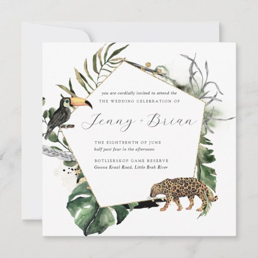 Tropische Jungle Groene Huwelijksuitnodiging (Voorkant)