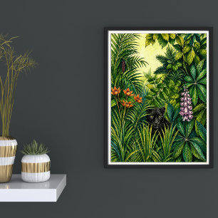 Tropische Jungle Illustratie Black Panther Kunst Poster