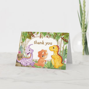 Tropische Jungle Jurassic Dinosaur Baby Shower Bedankkaart