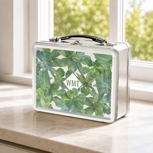 Tropische Jungle Moderne Monogram Metaal Lunchbox
