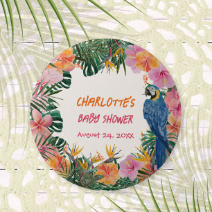 Tropische Jungle Papegaai Baby Shower Knop Ronde Button 5,7 Cm
