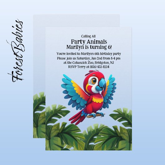 Tropische Jungle Safari Ara Papegaai Feestdier Kaart