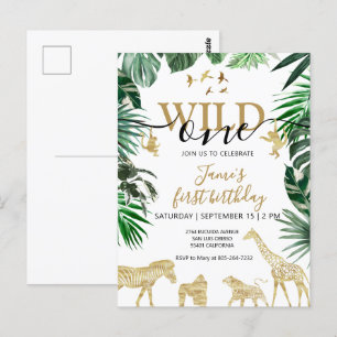 Tropische Jungle Safari Dieren 1e Verjaardag Briefkaart