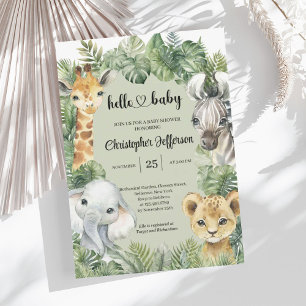 Tropische Jungle Safari Dieren Jongens Baby Shower Kaart