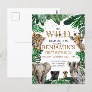 Tropische Jungle Safari Dieren Verjaardag Briefkaart