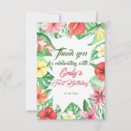 Tropische Jungle Safari Eerste Verjaardag Bedankkaart