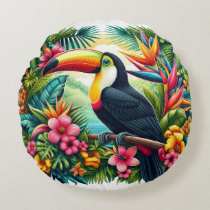 Tropische/Jungle Toekan vogel Rond Kussen